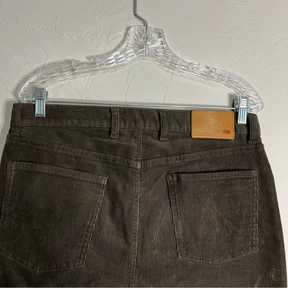 Taylor Stitch Slim All Day Bedford Corduroy Olive Green Straight Pants
